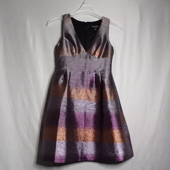 Laundry By Shelli Segall Dress Women's 2 Multi Color Metallic Formal Futuristic - Picture 3 of 10